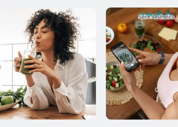 Image of woman looking into her diet and fat freezing Edgware to improve her health